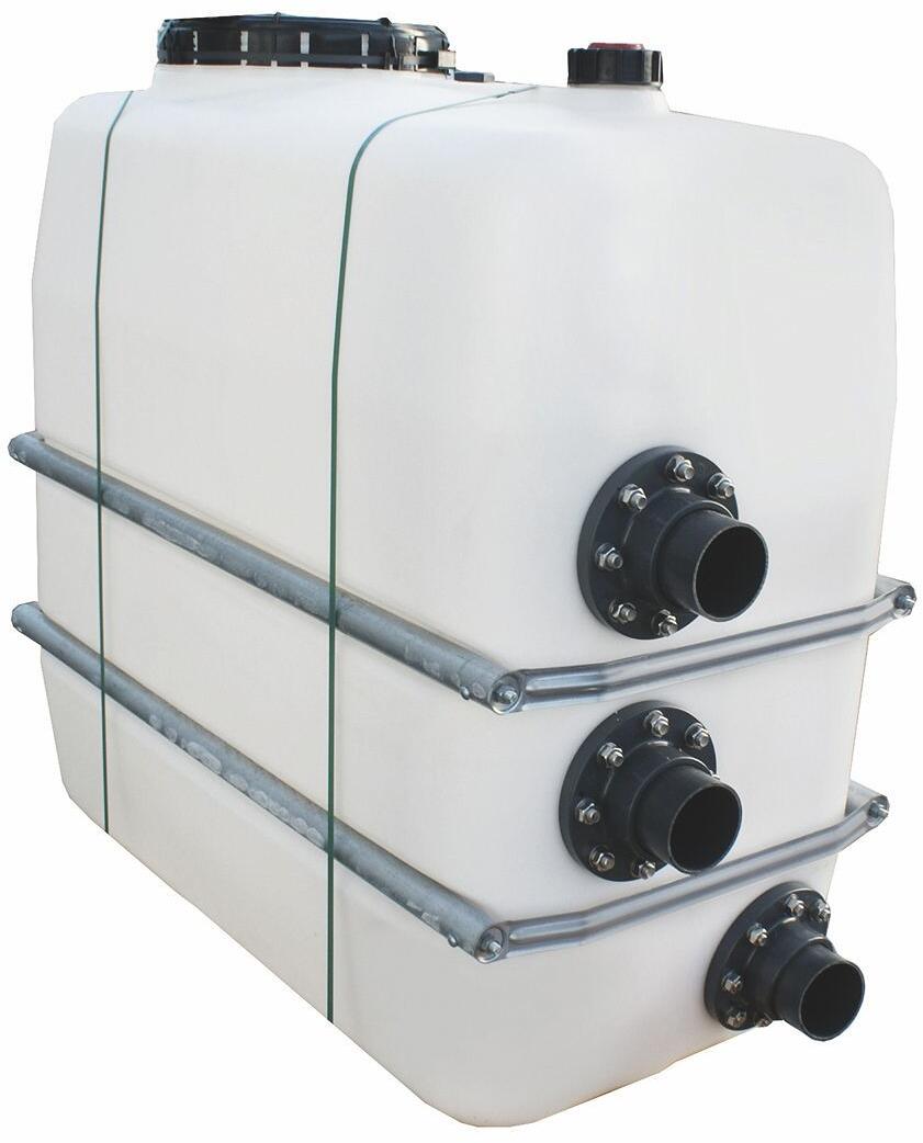 Überlaufsammelbehälter Wasserspeicher komplett mit Anschlüssen, 2000 Liter, PE , weiß