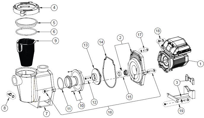 Pentair Dichtungssatz, für Whisperflo VS2 Poolfilterpumpen, Komplettset