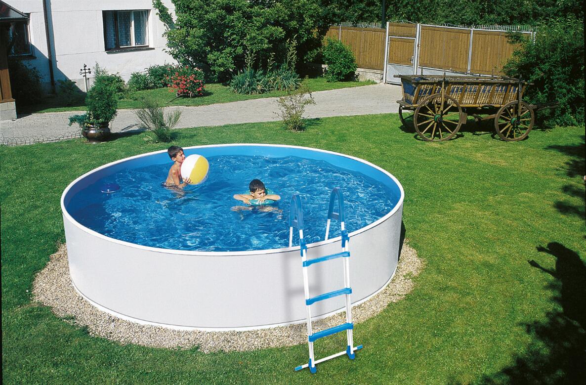 BWT 43168 myPool Splash Stahlwand-Pool, Ø 300x90cm, rund, Sandfilter, Stahlrohrleiter, weiß