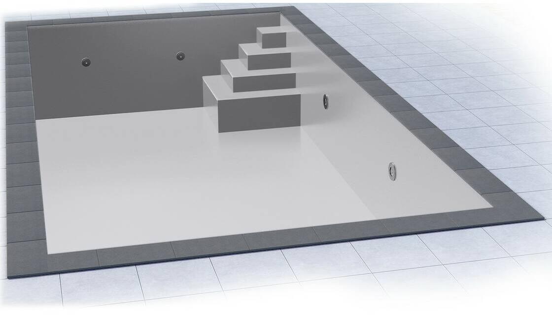 Poolfolie Grandliner Premium für Rechteckbecken mit Ecktreppenausbildung Smart rechts, 700x350x150cm, lichtgrau