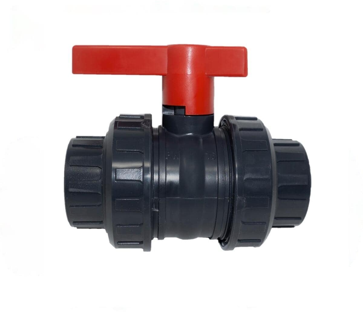 2-Wege Kugelhahn für Poolverrohrung, Klebemuffe Ø 50mm - Klebemuffe Ø 50mm, PVC, grau