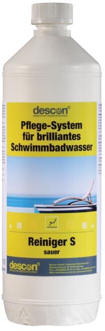 Descon Reiniger S sauer, Kraftreiniger für Kalk-, Algen- und Rostverfärbungen, flüssig, 1 Liter