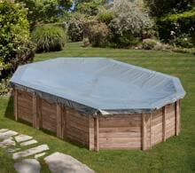 Gre Winterabdeckung Holzpool Avocado, oval, 696x497cm, 580g/m², grau