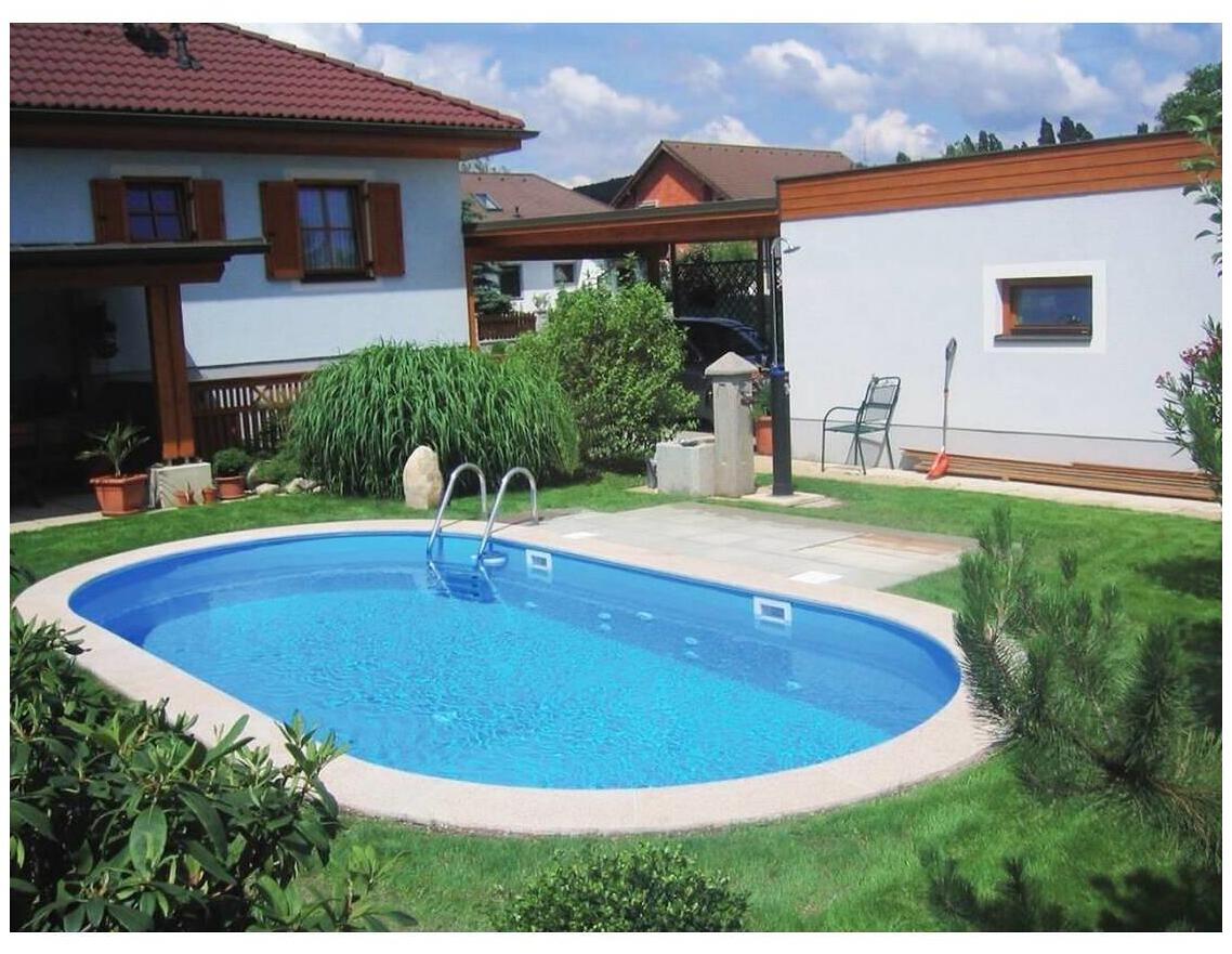 Trend Pool Stahlwand-Pool Stahlmantel einzeln, 623x360x120cm, Stahlwandstärke 0,6mm, oval, weiß