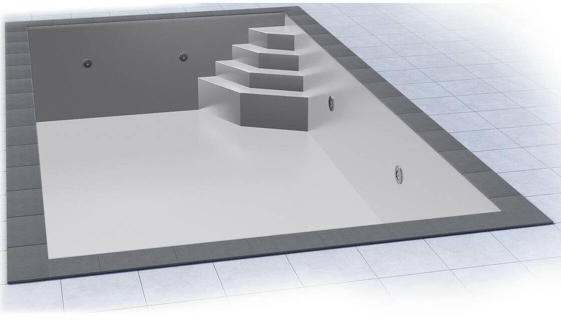 Poolfolie Grandliner Premium für Rechteckbecken mit Ecktreppenausbildung Smaragd rechts, 700x350x150cm, lichtgrau