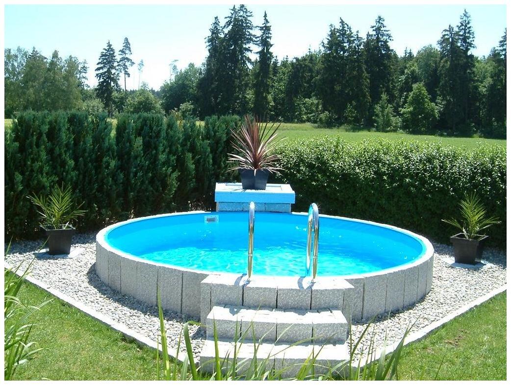 Future Pool Fun Stahlwand-Pool, Ø 500x150cm, rund, Alu-Handlauf, adriablau