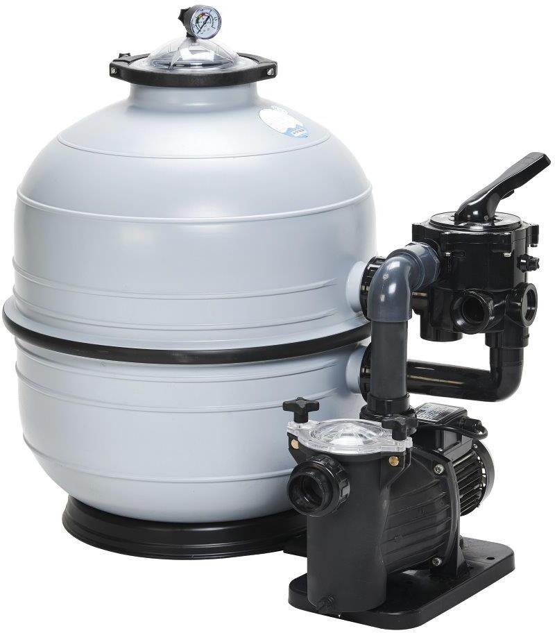 Vagner Pool Kit Midi 400 Sandfilteranlage mit Preva 50 Pumpe, 9m³/h bei 9m, Ø 400mm, 6-Wege-Ventil, 230V, grau
