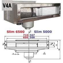 Astral Pool Slim 5000 Skimmer, inkl. Flanschset/Blende, 85x500mm, Edelstahl V4A