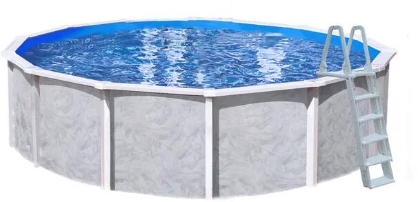 Interline Diana Stahlwand-Pool Premium-Set, Ø 550x132cm, rund, Sandfilter, Aufstellleiter, Abdeckung, grau