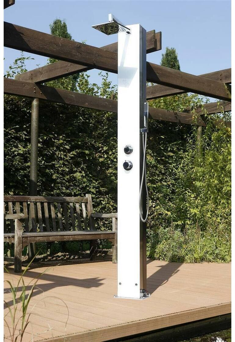 Eichenwald Ideal Tobago Solardusche, Kalt- und Warmwasserdusche, 25 Liter, Glas, weiß