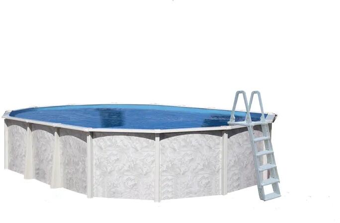 Interline Diana Stahlwand-Pool Premium-Set, 610x360x132cm, oval, Sandfilter, Aufstellleiter, Abdeckung, grau
