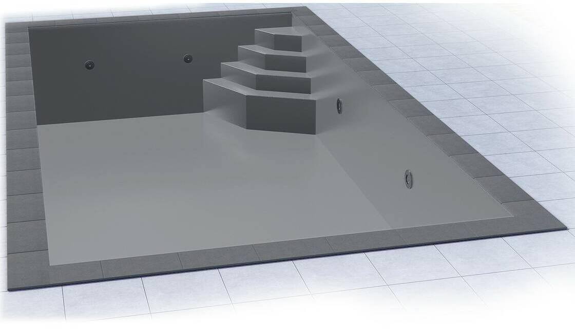 Poolfolie Grandliner Premium für Rechteckbecken mit Ecktreppenausbildung Smaragd rechts, 600x300x150cm, anthrazit