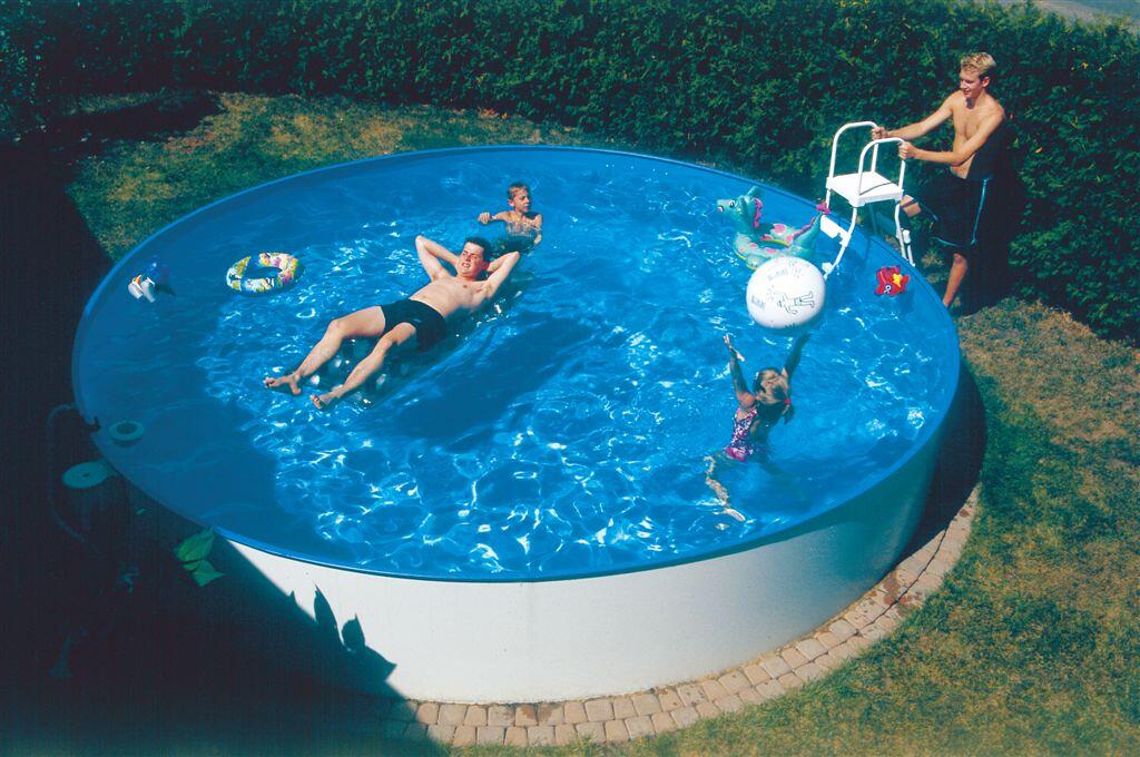 Future Pool Mini-Fun Stahlwand-Pool, Ø400x90cm, rund, Einhängebiese, adriablau
