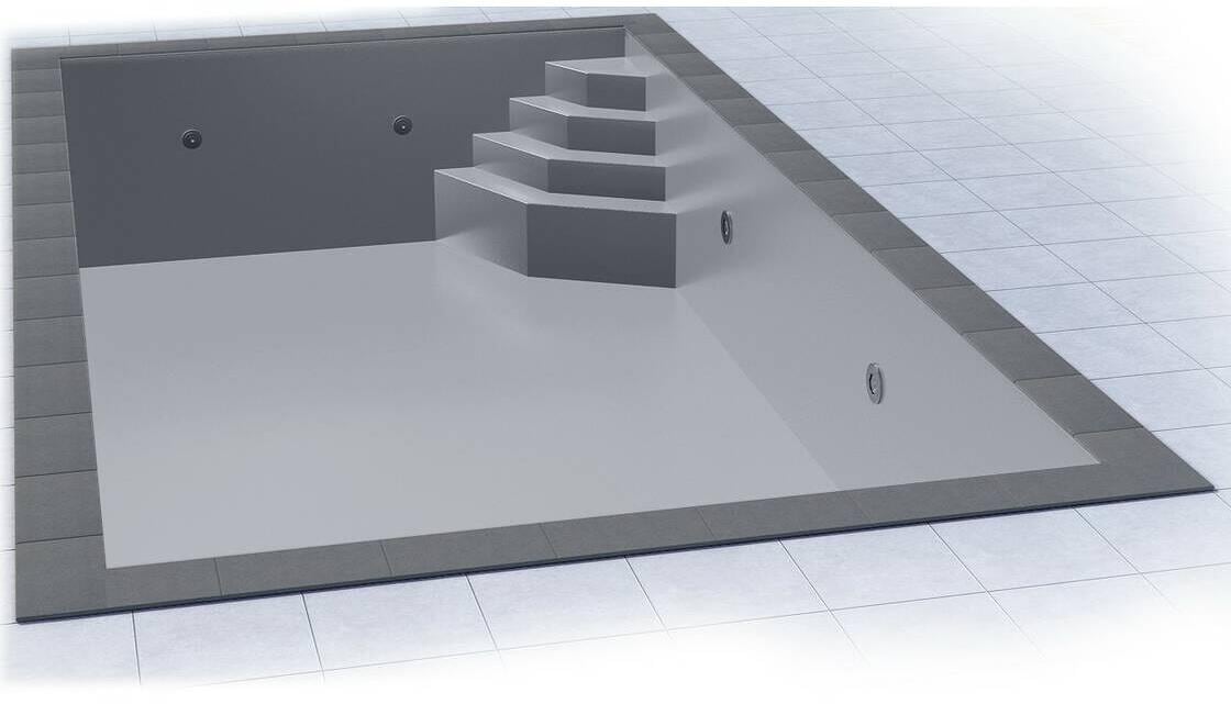 Poolfolie Grandliner Premium für Rechteckbecken mit Ecktreppenausbildung Smaragd rechts, 800x400x150cm, hellgrau