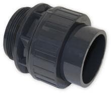 Verbindungsstück Verschraubung, Klebemuffe/Klebestutzen - Außengewinde, PVC, grau, mit O-Ring