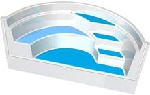 Reku Marbella Römertreppe Pooltreppe, 4-stufig, 325x150cm, R 1500mm, Polyester, weiß