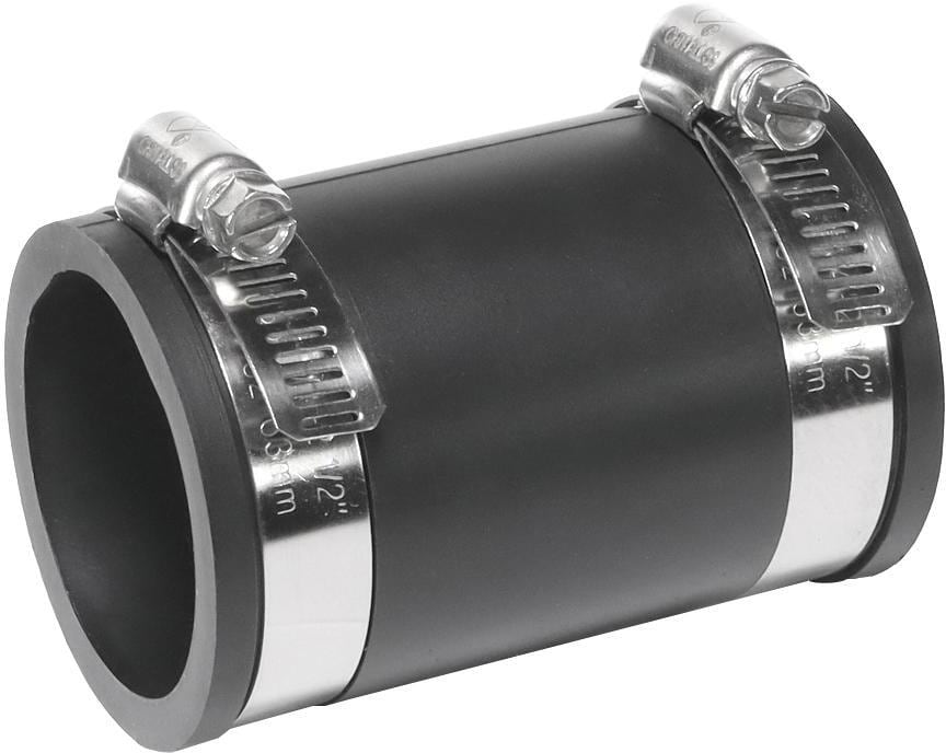 Verbindungsstück Muffe flexibel, Ø 63mm, mit Schlauchschellen, PVC, schwarz