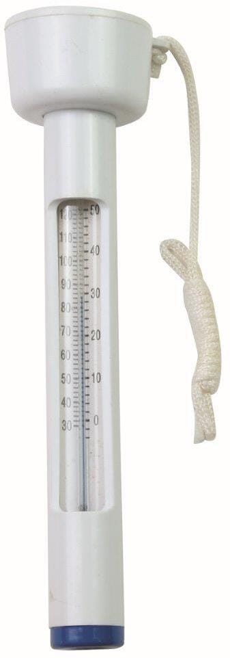 Poolthermometer mit Schwimmkörper und Schnur, Länge 18,5cm, weiß