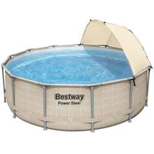 Bestway 5614V Power Steel Frame Pool, 396x107cm, rund, Filterkartusche, beige