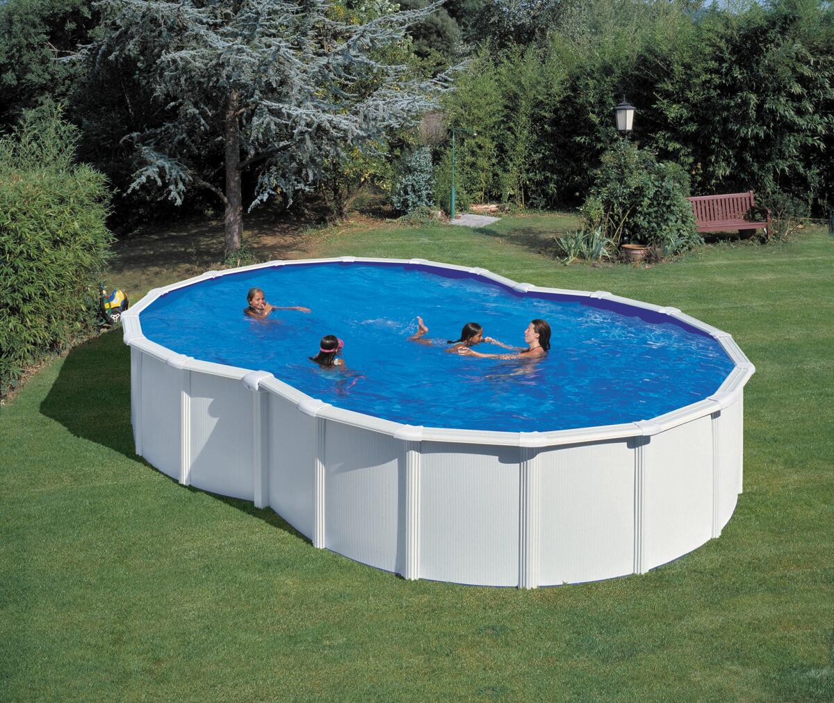Gre Varadero Stahlwandpool Set, 640x390x120cm, achtförmig, Sandfilteranlage, weiß