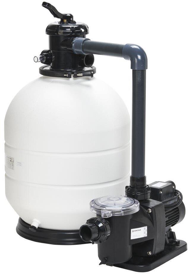 Vagner Pool Kit Roma 600 Sandfilteranlage mit Preva 75 Pumpe, 12m³/h bei 9m, Ø 600mm, 6-Wege-Ventil, 230V, weiß
