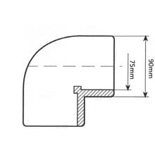 Verbindungsstück Winkel 90°, Klebemuffe - Klebemuffe Ø 75mm, PVC, grau