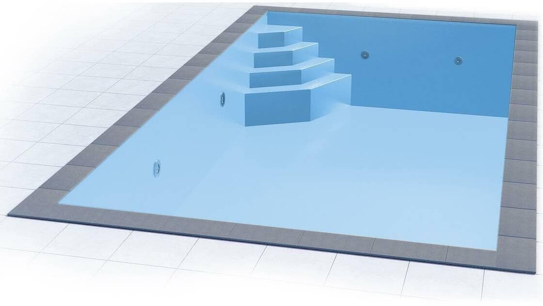 Poolfolie Grandliner Premium für Rechteckbecken mit Ecktreppenausbildung Smaragd links, 600x300x150cm, hellblau