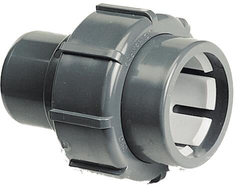 Verbindungsstück Verschraubung, Klebestutzen Ø 63mm - Klemm Ø 63mm, PVC, grau