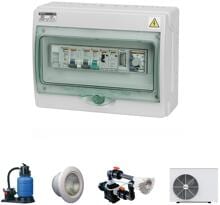 Vagner Pool F1SP3TC Elektro-automatische Steuerung Filteranlage 230V, Beleuchtung, Gegenstromanlage 400V, Wärmepumpe 230V, weiß